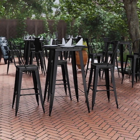 Flash Furniture 30 RD Bar Top Table Black Poly Top/Black Frame JJ-T14623H-76-BKBK-GG